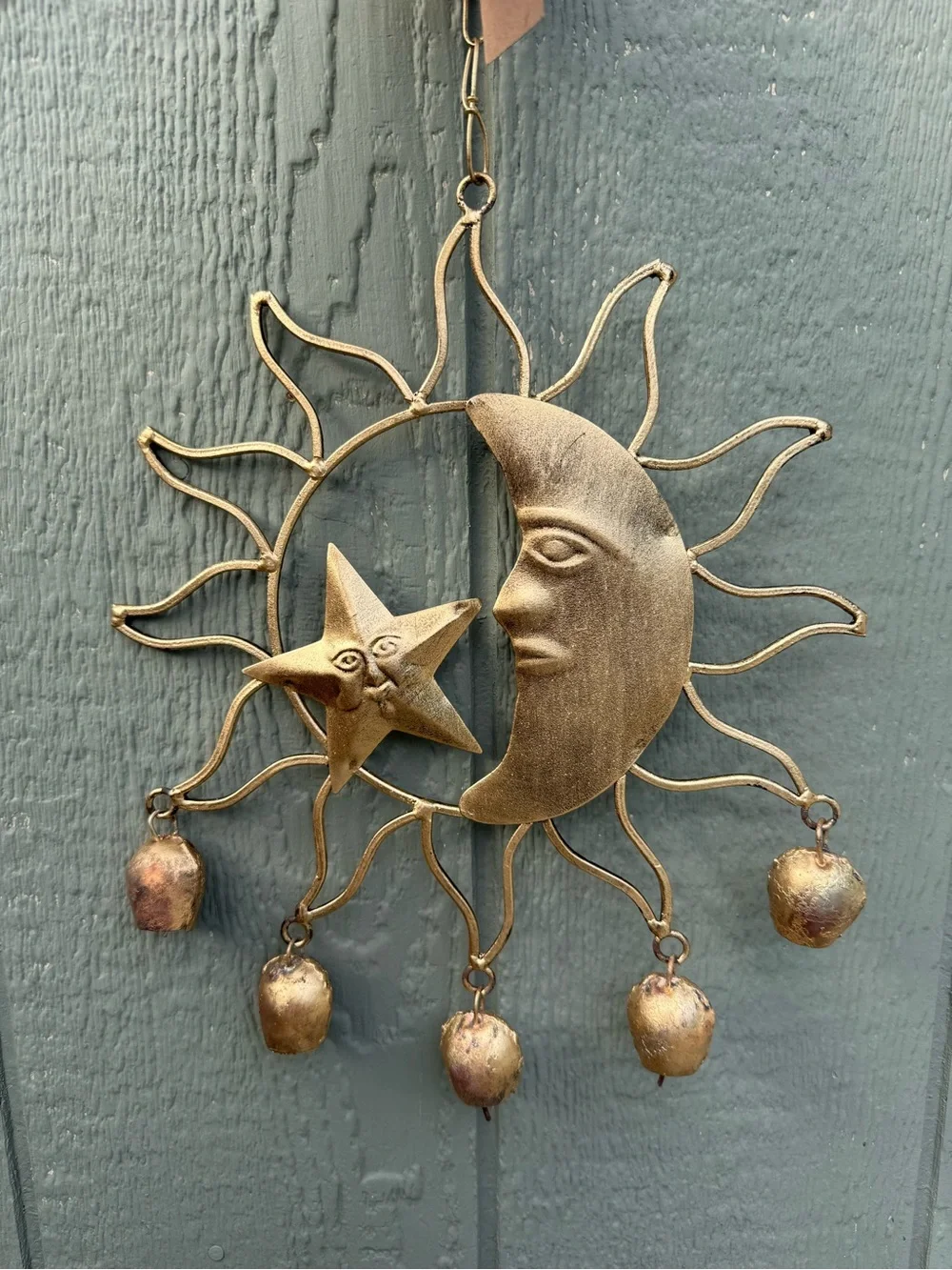 Gold Sun and Moon Wall Hanging – Decorative Metal wind chime